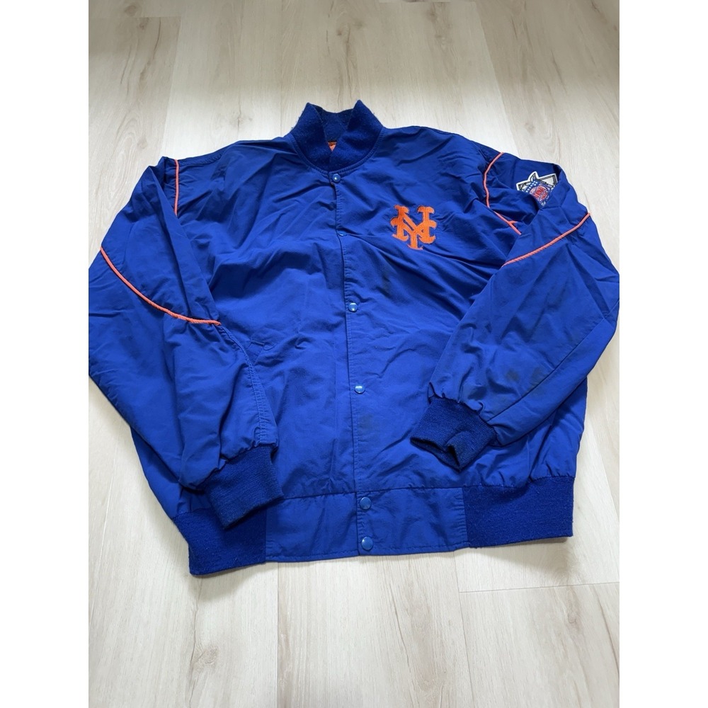 Vtg NY Mets Starter Jacket Diamond Collection MLB Men's 2XL Blue Orange USA
